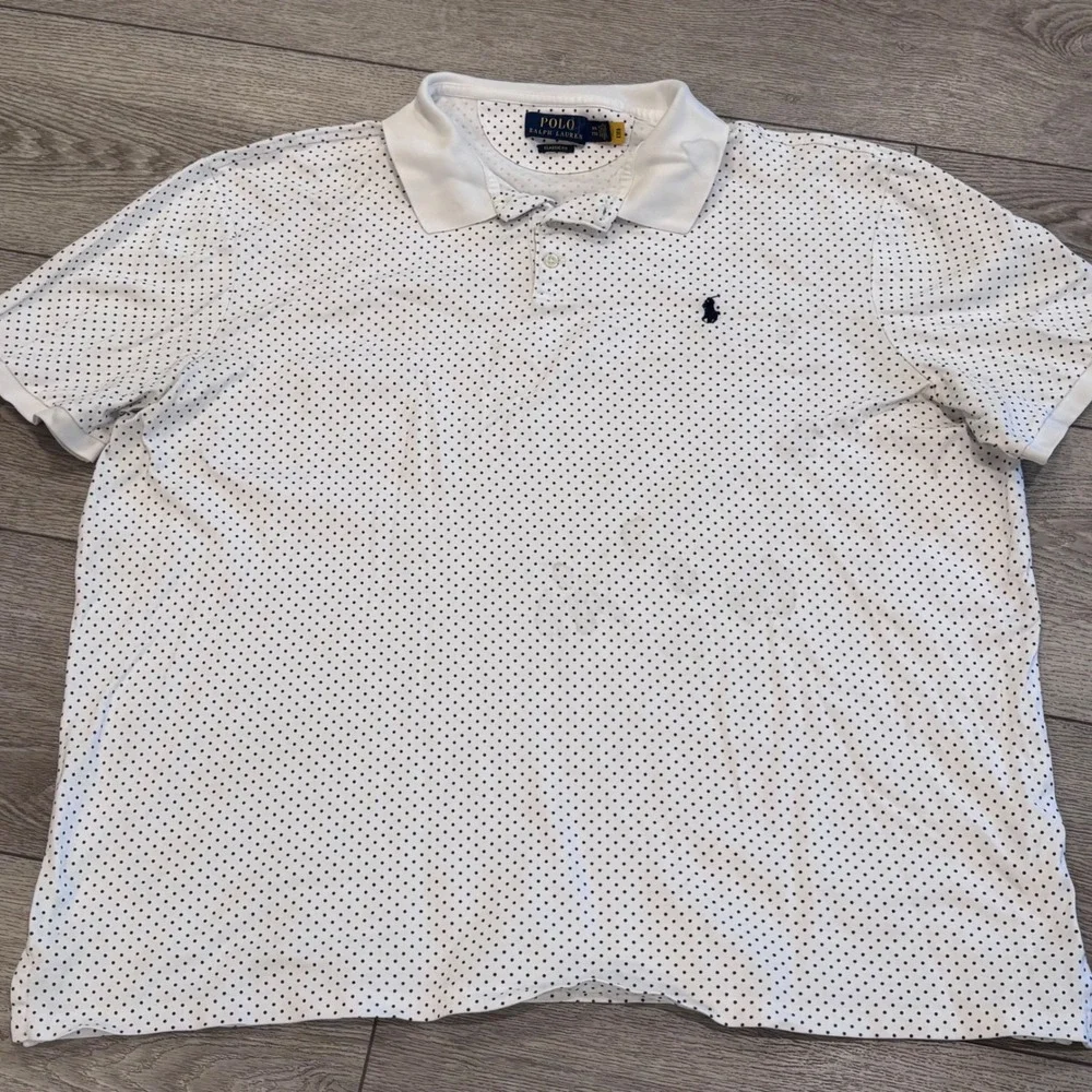 Polo Ralph Lauren Polo Shirt Mens XXL White Polka Dot Classic Fit Short Sleeve
